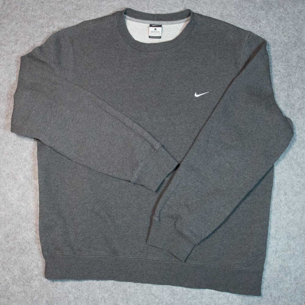Nike Sportswear Embroidered Small Swoosh Crewneck Sweatshirt Heather Gray